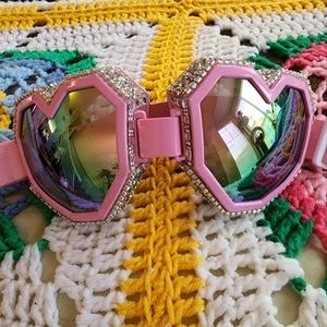 Heart Shaped Goggles with Rhinestones